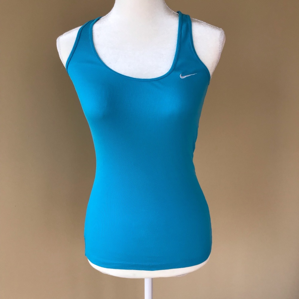 Nike Womens Slim Fit Tank Top Small Blue Cotton